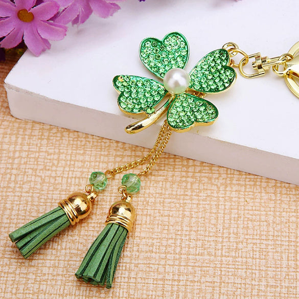 Metal Four Leaf Clover Car Key Chain And Bag Pendant