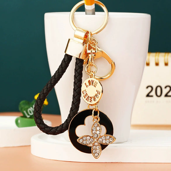Metal Four Leaf Clover Car Key Chain And Bag Pendant