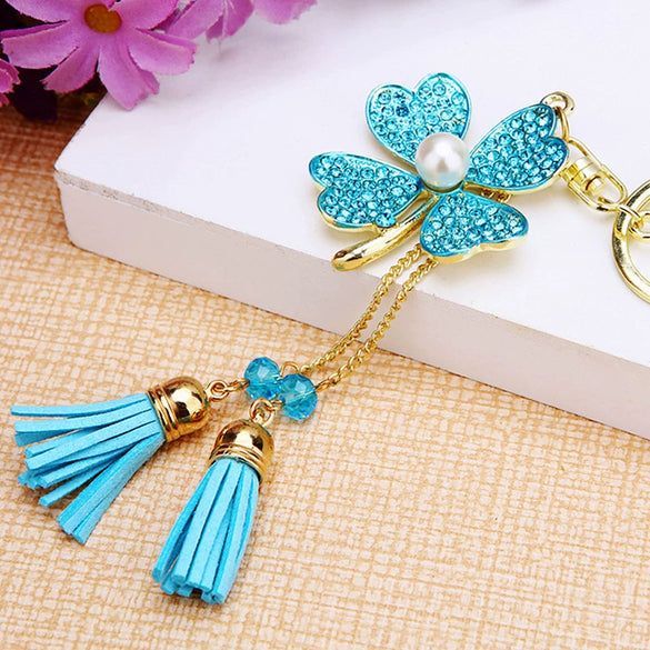 Metal Four Leaf Clover Car Key Chain And Bag Pendant