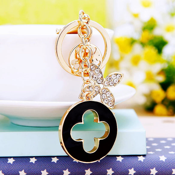 Metal Four Leaf Clover Car Key Chain And Bag Pendant