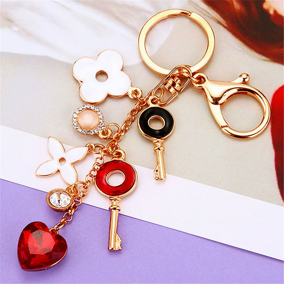 Metal Four Leaf Clover Car Key Chain And Bag Pendant