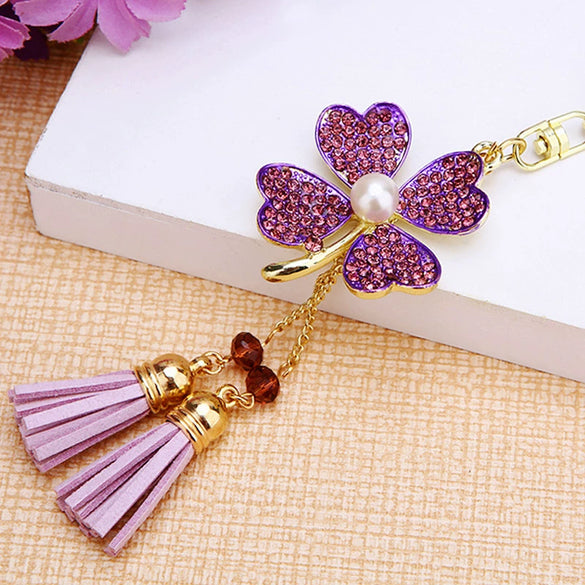 Metal Four Leaf Clover Car Key Chain And Bag Pendant