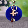 Metal Four Leaf Clover Car Keychain For Female As Plush Creative Bag Pendant