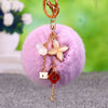 Metal Four Leaf Clover Car Keychain For Female As Plush Creative Bag Pendant