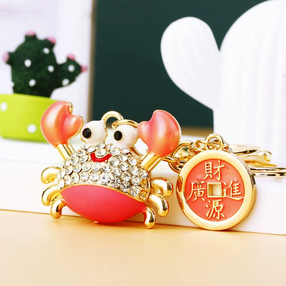 Metal Four Leaf Clover Rhinestone Keychain For Women