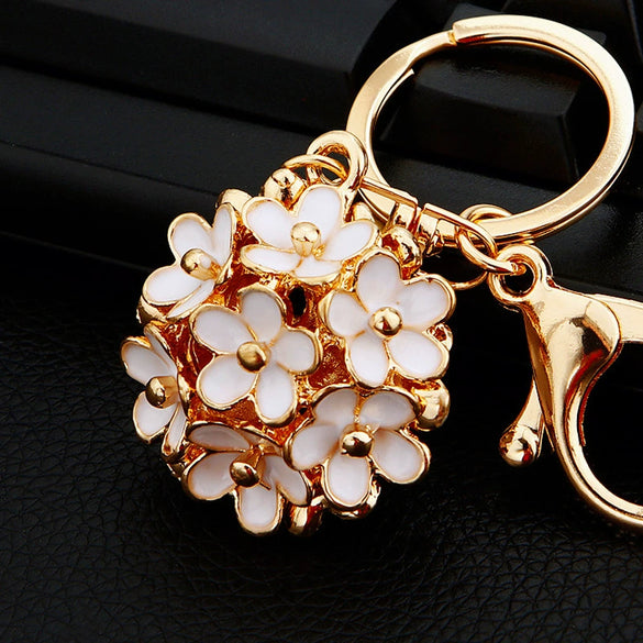 Metal Four Leaf Clover Rhinestone Keychain For Women