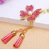 Metal Four Leaf Clover Rhinestone Keychain For Women
