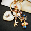 Metal Four Leaf Clover Rhinestone Keychain For Women