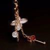 Metal Four Leaf Clover Rhinestone Keychain For Women