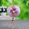 Metal Fourleaf Clover Car Key Chain And Velvet Bag Pendant For Women Suitable As Gifts