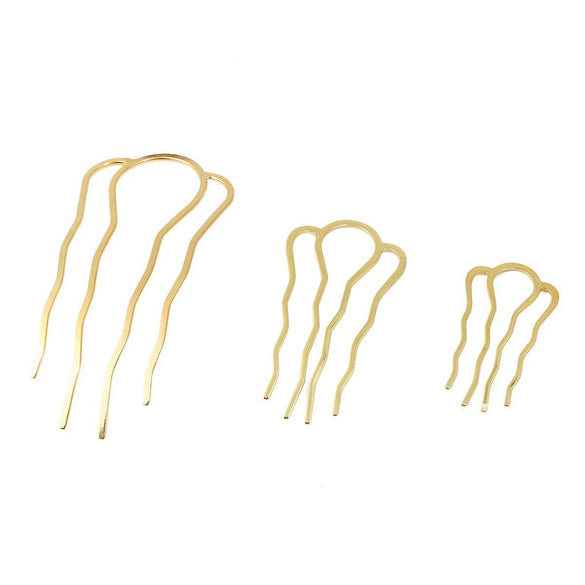 Metal Fourtooth Small Wave Pattern Hairpin Hair Comb With Electroplating Treatment