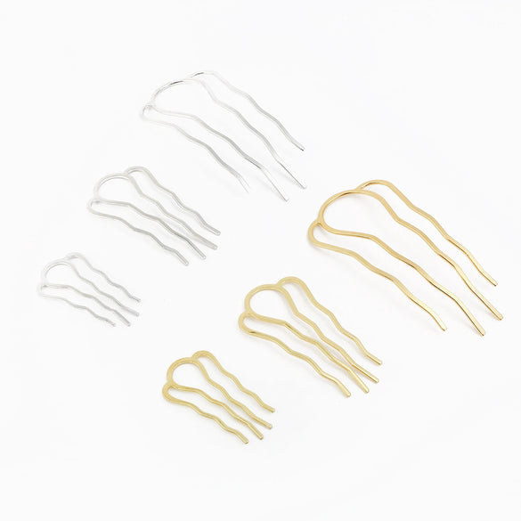 Metal Fourtooth Small Wave Pattern Hairpin Hair Comb With Electroplating Treatment