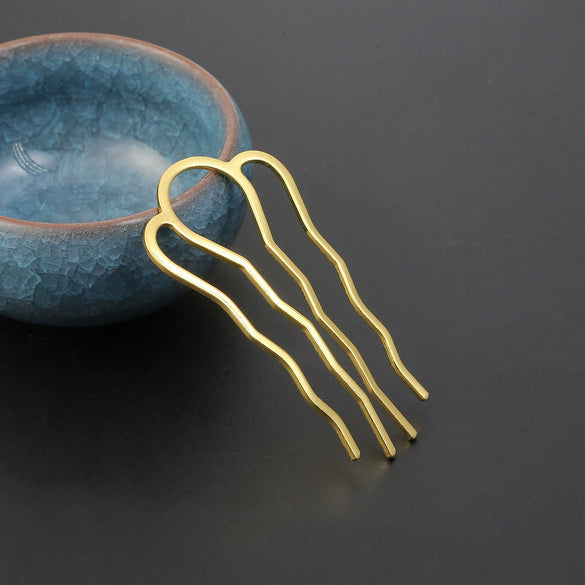 Metal Fourtooth Small Wave Pattern Hairpin Hair Comb With Electroplating Treatment