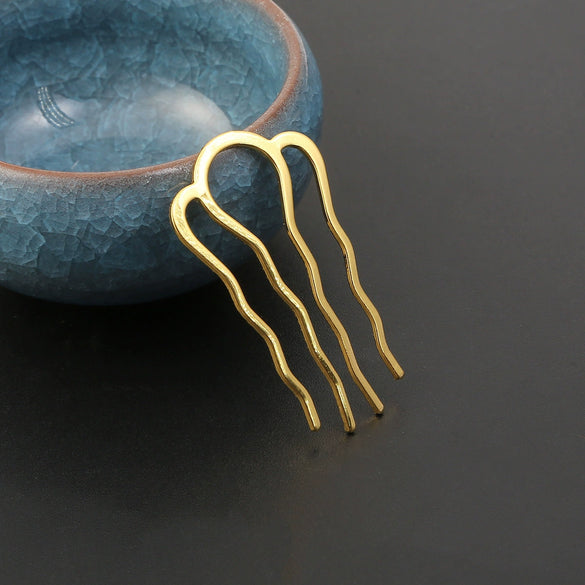 Metal Fourtooth Small Wave Pattern Hairpin Hair Comb With Electroplating Treatment
