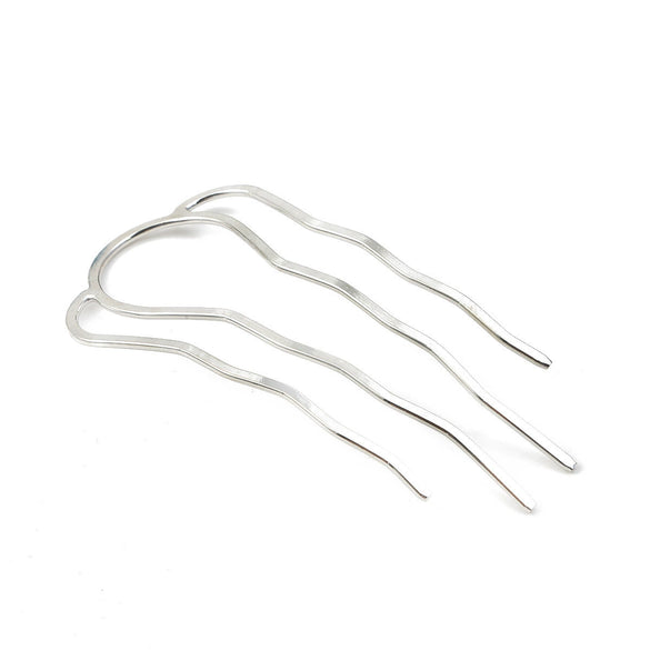 Metal Fourtooth Small Wave Pattern Hairpin Hair Comb With Electroplating Treatment