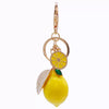 Metal Fruit Lemon Rhinestone Keychain For Female Cute Creative Bag Pendant Gift