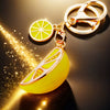 Metal Fruit Lemon Rhinestone Keychain For Female Cute Creative Bag Pendant Gift