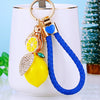 Metal Fruit Lemon Rhinestone Keychain For Female Cute Creative Bag Pendant Gift