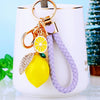Metal Fruit Lemon Rhinestone Keychain For Female Cute Creative Bag Pendant Gift