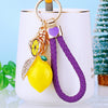 Metal Fruit Lemon Rhinestone Keychain For Female Cute Creative Bag Pendant Gift