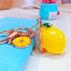 Metal Fruit Lemon Rhinestone Keychain For Female Cute Creative Bag Pendant Gift