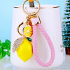 Metal Fruit Lemon Rhinestone Keychain For Female Cute Creative Bag Pendant Gift