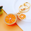 Metal Fruit Lemon Rhinestone Keychain For Female Cute Creative Bag Pendant Gift