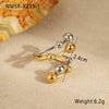 Metal Geometric Ball Stainless Steel Ring And Earrings With 18K Gold Plated Light Luxury Style
