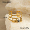Metal Geometric Ball Stainless Steel Ring And Earrings With 18K Gold Plated Light Luxury Style