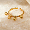 Metal Geometric Ball Stainless Steel Ring And Earrings With 18K Gold Plated Light Luxury Style