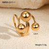 Metal Geometric Ball Stainless Steel Ring And Earrings With 18K Gold Plated Light Luxury Style