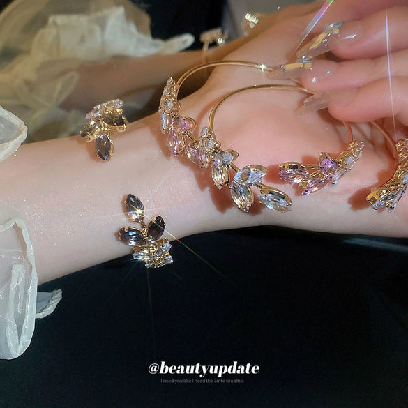 Metal Geometric Diamond Opening Bracelet For Women Fashion Highend Light Luxury