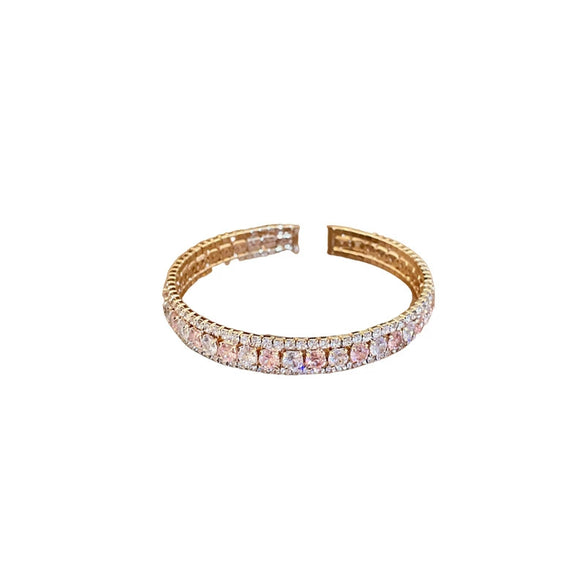 Metal Geometric Diamondencrusted Open Bracelet