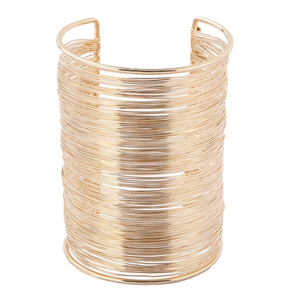 Metal Geometric Electroplated Opening Multilayer Arm Ring Bracelet
