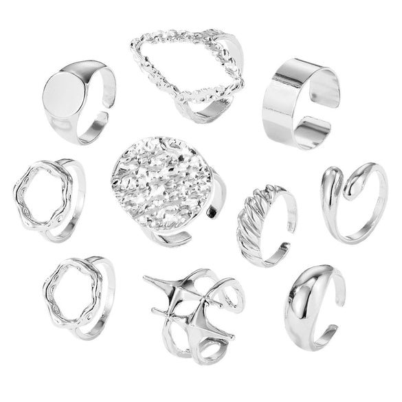 Metal Geometric Electroplated Women's Opening Ring Set