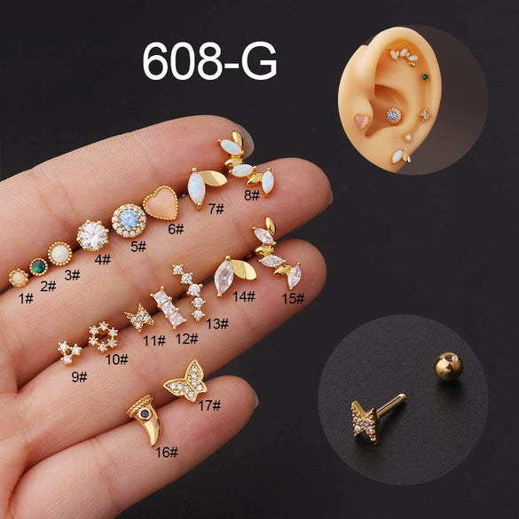 Metal Geometric Electroplated Women's Titanium Steel Gem Earrings