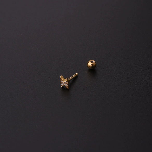 Metal Geometric Electroplated Women's Titanium Steel Gem Earrings