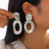 Metal Geometric Exaggerated Irregular Water Drop Stitching Electroplated Women's Ring Pendant Earrings