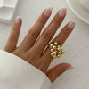 Metal Geometric Fivepetal Flower Stereo Open Winding Ring Electroplated Ins Style For Women