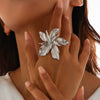 Metal Geometric Fivepetal Flower Stereo Open Winding Ring Electroplated Ins Style For Women