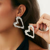 Metal Geometric Heart Flower Earrings For Women With Electroplating Style