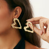 Metal Geometric Heart Flower Earrings For Women With Electroplating Style