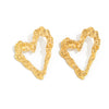 Metal Geometric Heart Flower Earrings For Women With Electroplating Style