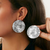 Metal Geometric Heart Flower Earrings For Women With Electroplating Style