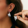Metal Geometric Heart Flower Earrings For Women With Electroplating Style
