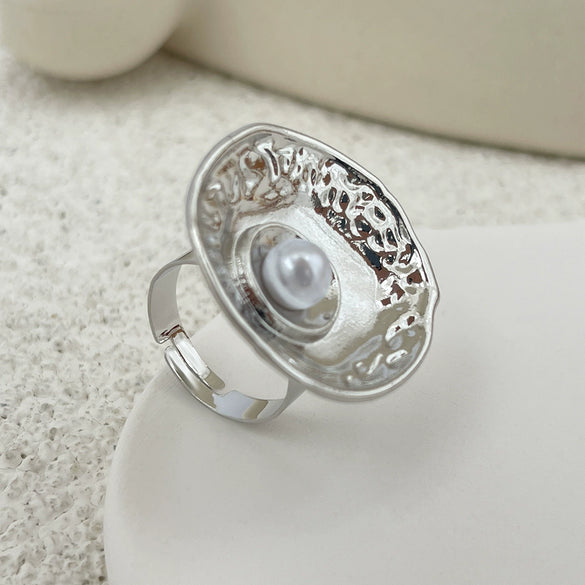 Metal Geometric Hollow Ring Electroplated For Women