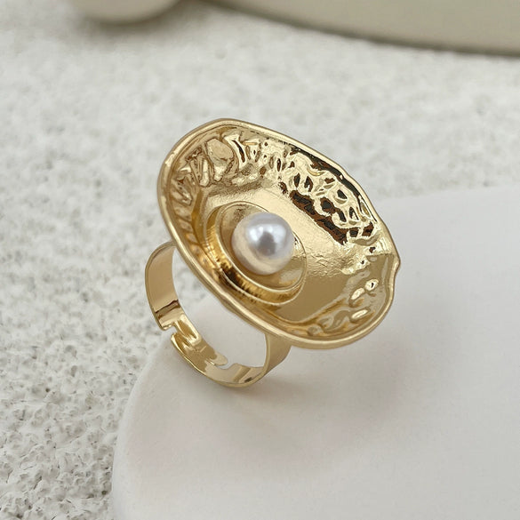 Metal Geometric Hollow Ring Electroplated For Women
