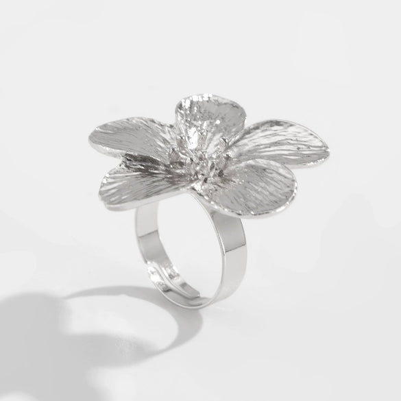 Metal Geometric Hollow Ring Electroplated For Women