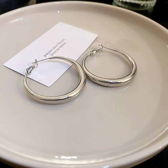Metal Geometric Hoop Earrings Highend Luxury Electroplating Style For Women