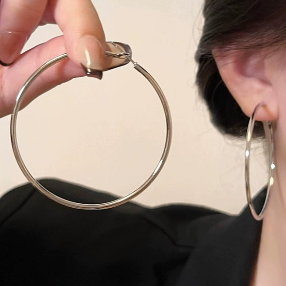 Metal Geometric Hoop Earrings Highend Luxury Electroplating Style For Women